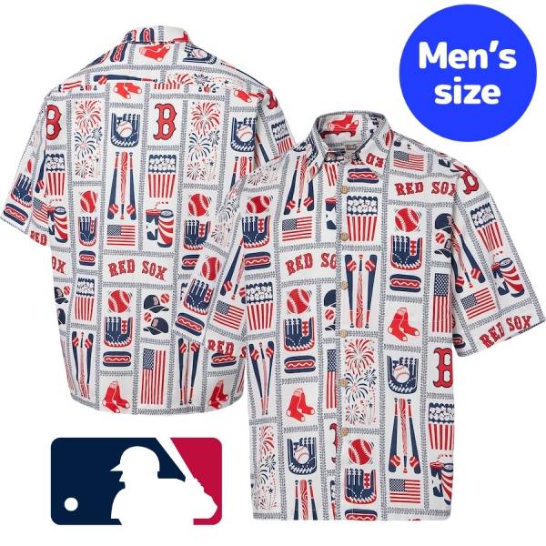 【送料無料】 MLB公式 メジャーリーグオフィシャル メンズ 襟付きシャツ 半袖シャツ トップス ボストン・レッドソックス 吉田正尚 Boston Red Sox Americana Button-Up Shirt