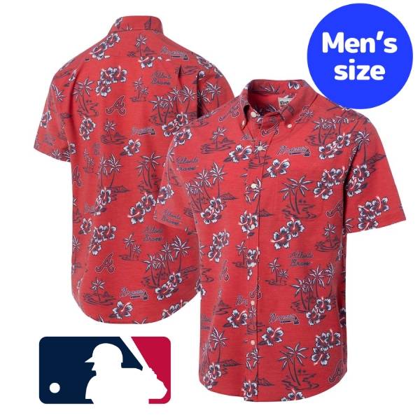 【送料無料】 MLB公式 メジャーリーグオフィシャル メンズ 襟付きシャツ ボタンダウシャツ 半袖シャツ トップス アトランタ・ブレーブス Atlanta Braves Kekai Button-Down Shirt