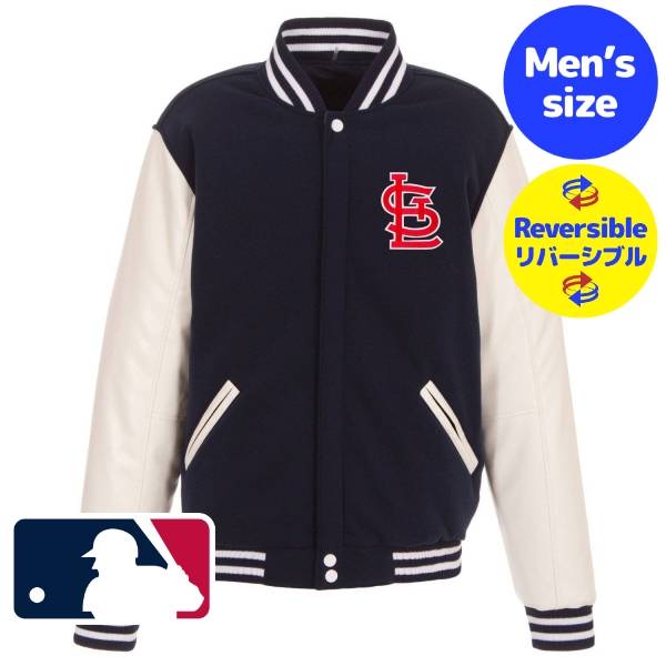 【送料無料】【リバーシブル】 MLB公式 メジャーリーグオフィシャル メンズ アウター スタジャン バーシティジャケット ヌートバー セントルイス・カージナルス カーディナルス Cardinals Reversible Faux Leather Jacket｜USキッズウェア店