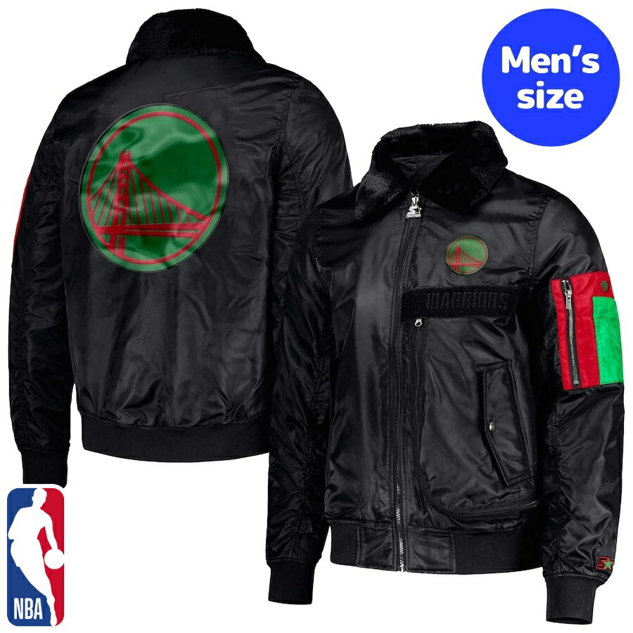 NBAウォリアーズ 刺繍ロゴ バックロゴ XL 黒 中綿 スタジャン MA-1 QW logo embroidery leather sleeve embroidered baseball