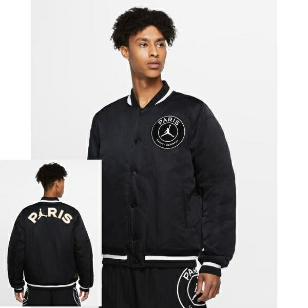 【送料無料】 nike ナイキ ジョーダン 【メンズ】 Jordan Paris Saint-Germain Varsity Jacket（Black/Bordeaux/Metallic Gold/White） ジャケット アウター｜USキッズウェア店