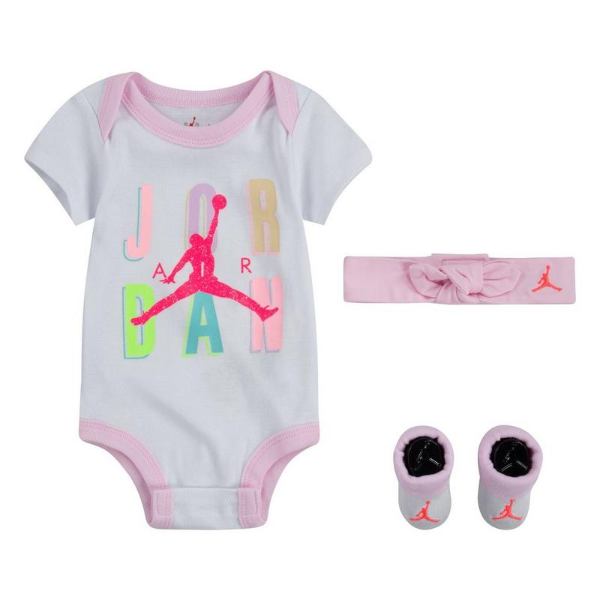 偉大な 楽天市場 送料無料 5 クーポン5 6 9 59迄 Nike ナイキ ジョーダン 女の子用jordan Jumpman ボディースーツ出産祝い3点セット White ロンパース 靴下 ヘアアクセサリー ヘッドバンド 出産祝い 子供服 ベビー服 ギフト プレゼント Usキッズウェア楽天市場