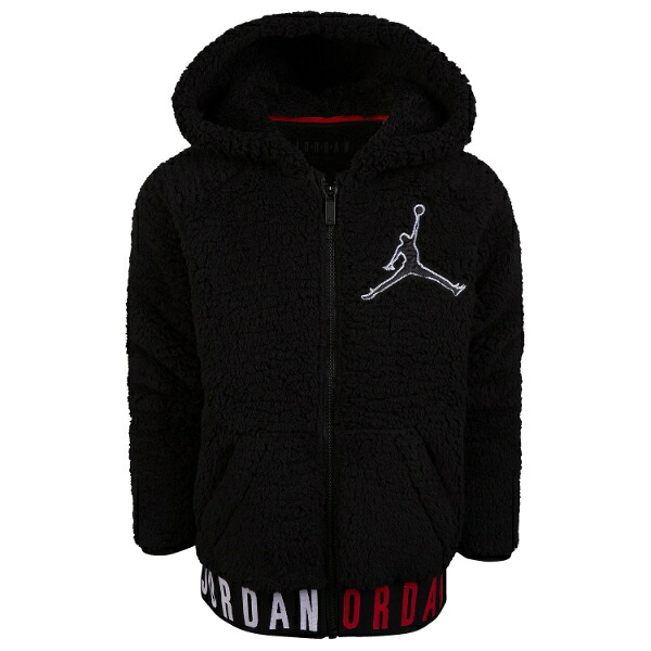 【送料無料】 NIKE ナイキ ジョーダン モコモコ素材が超カワイイ!! 男女兼用Jordan Jumpmanふわふわフリースアウタージャケット（Black） ジャンパー パーカー トップス ギフト プレゼント 男の子用 女の子用｜USキッズウェア店 16,870円