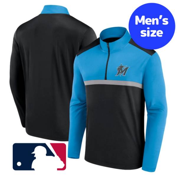【送料無料】【メンズ】 MLB公式 メジャーリーグ トラックジャージ 長袖トップス 運動着 ウォームアップジャケット マイアミ・マーリンズ Miami Marlins Unstoppable 1/4 Zip Top