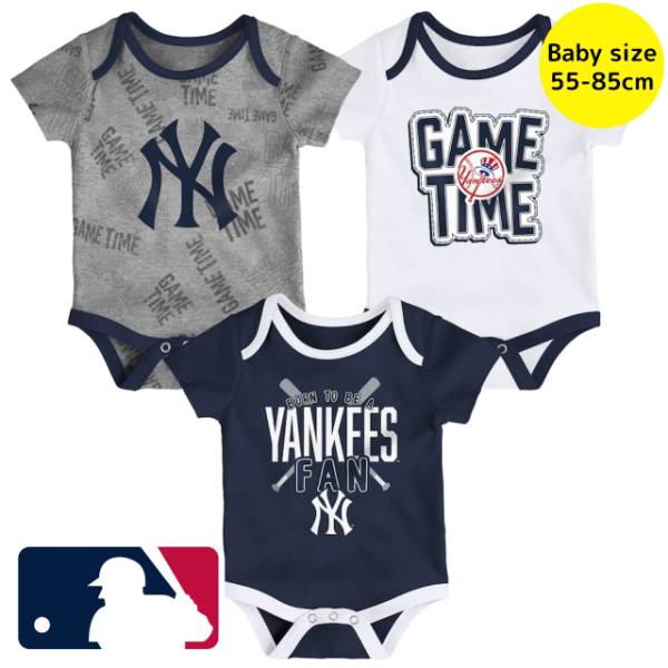 【送料無料】 MLB公式 メジャーリーグ ベビー服 ロンパース ボディースーツ 出産祝い ニューヨーク・ヤンキース New York Yankees Game Time Bodysuit Set画像