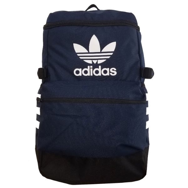 送料無料 P5倍 最大10 クーポン 超レア 日本未発売 Adidas Originals アディダス オリジナルス Big Trefoil ストライプロゴ入りバックパック Collegiate Navy White リュックサック メンズ レディース ユニセックス バッグ アウトドア 通勤 通学 Novix Com