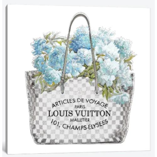 【送料無料】 米国発のお洒落なブランドオマージュアート Aqua Bouquet ヴィトン Louis Vuitton キャンバスアート 絵画 インテリア 模様替え 引越し祝い 新築祝い 待合室 会議室