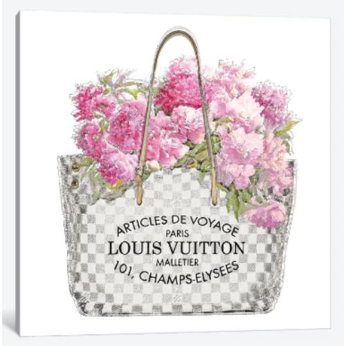 【送料無料】 米国発のお洒落なブランドオマージュアート Pink Bouquet ヴィトン Louis Vuitton キャンバスアート 絵画 インテリア 模様替え 引越し祝い 新築祝い 待合室 会議室