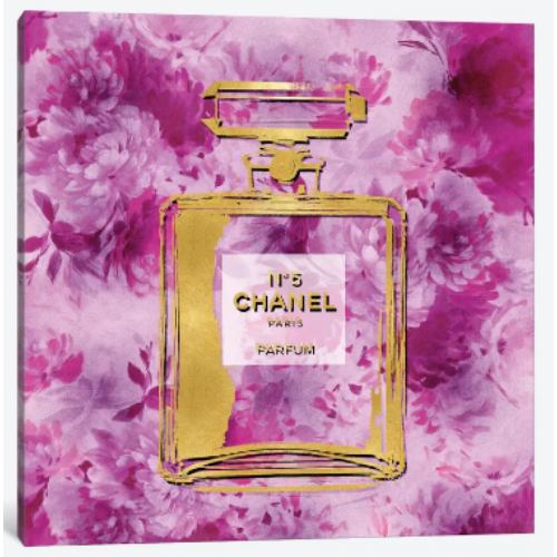 【送料無料】 米国発のお洒落なブランドオマージュアート Gold Perfume On Pink Flowers シャネル CHANEL キャンバスアート 絵画 インテリア 模様替え 引越し祝い 新築祝い 待合室 会議室