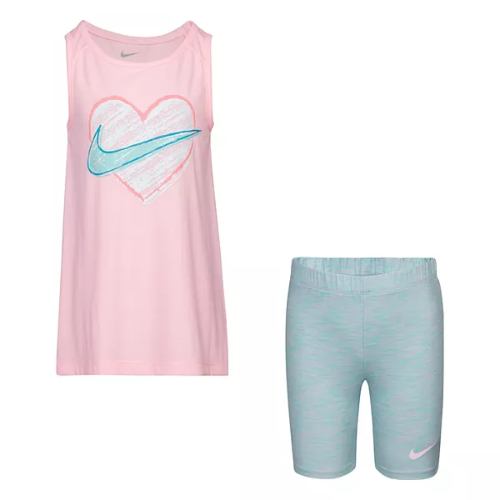 送料無料 最大8 クーポン配布中nike 子供服heart ナイキ女の子用タンクトップx短パン上下2点セット子供服ショーツ 送料無料 最大8 クーポン配布中 ショートパンツセットアップ 送料無料 最大8 クーポン配布中 Nike ナイキ女の子用nike Heart Swoosh タンクトップx