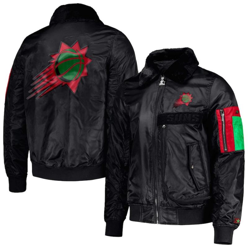 【送料無料】 NBA メンズ MA-1 ボンバージャケット アウタージャケット フェニックス・サンズ Phoenix Suns Black History Month Satin Jacket