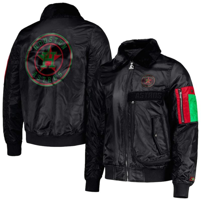 【貨物輸送無料】 MLB メンズ MA-1 ボンバージャケット アウタージャケット ヒューストン・アストロズ Houston Astros Black History Month Satin Jacket