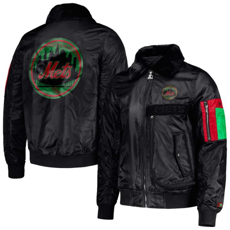 【貨物輸送無料】 MLB メンズ MA-1 ボンバージャケット アウタージャケット ニューヨーク州・メッツ New York Mets Black History Month Satin Jacket