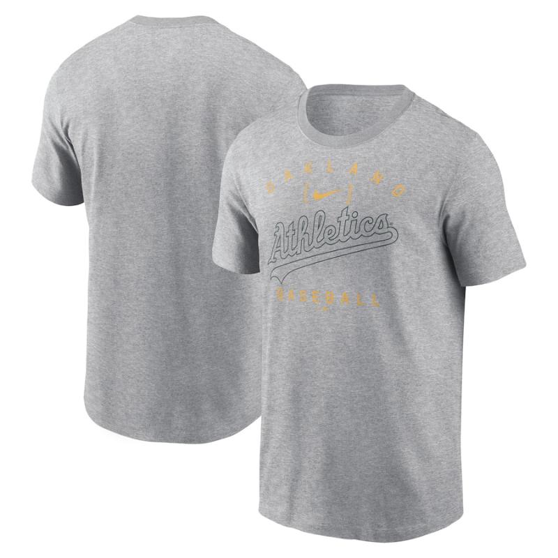 【送料無料】 MLB ナイキ nike メンズ Tシャツ 半袖トップス Heather Gray オークランド・アスレチックス Oakland Athletics Athletic Arch T-Shirt｜USキッズウェア店