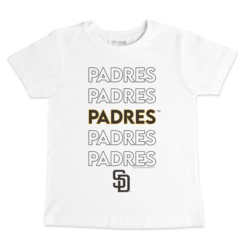 【送料無料】【ベビー・キッズサイズ（0-7歳用）】 MLB ベビー キッズ 子供用Tシャツ 半袖トップス White ダルビッシュ有 サンディエゴ・パドレス San Diego Padres Stacked T-Shirt｜USキッズウェア店