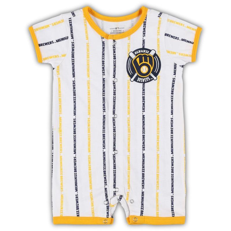 【送料無料】 MLB ベビー服 ロンパース カバーオール 出産祝い White ミルウォーキー・ブリュワーズ Milwaukee Brewers｜USキッズウェア店