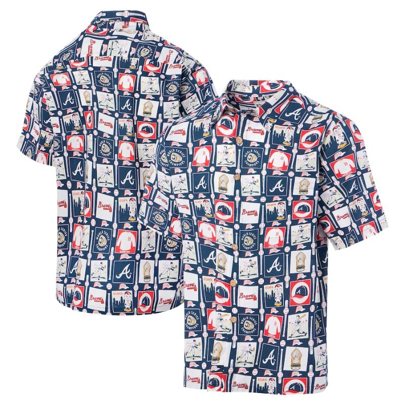 【送料無料】 MLB メジャーリーグ メンズ 襟付きシャツ 半袖シャツ トップス アトランタ・ブレーブス Atlanta Braves Champions Scenic Button-Up Shirt｜USキッズウェア店