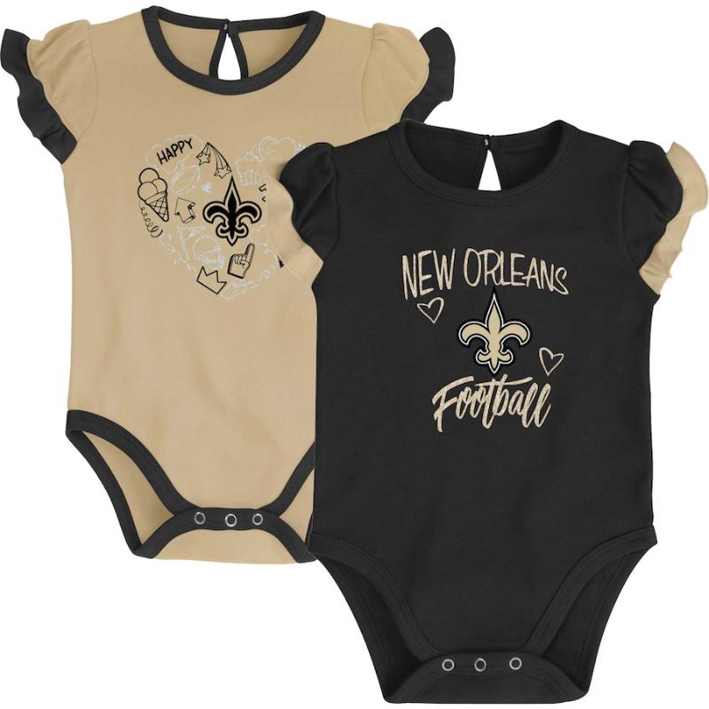 【送料無料】 NFL アメフト ベビー服 ロンパース 女の子用ボディースーツ2枚セット カバーオール 肌着 下着 パジャマ 出産祝い ニューオーリンズ・セインツ New Orleans Saints Love Bodysuit Set