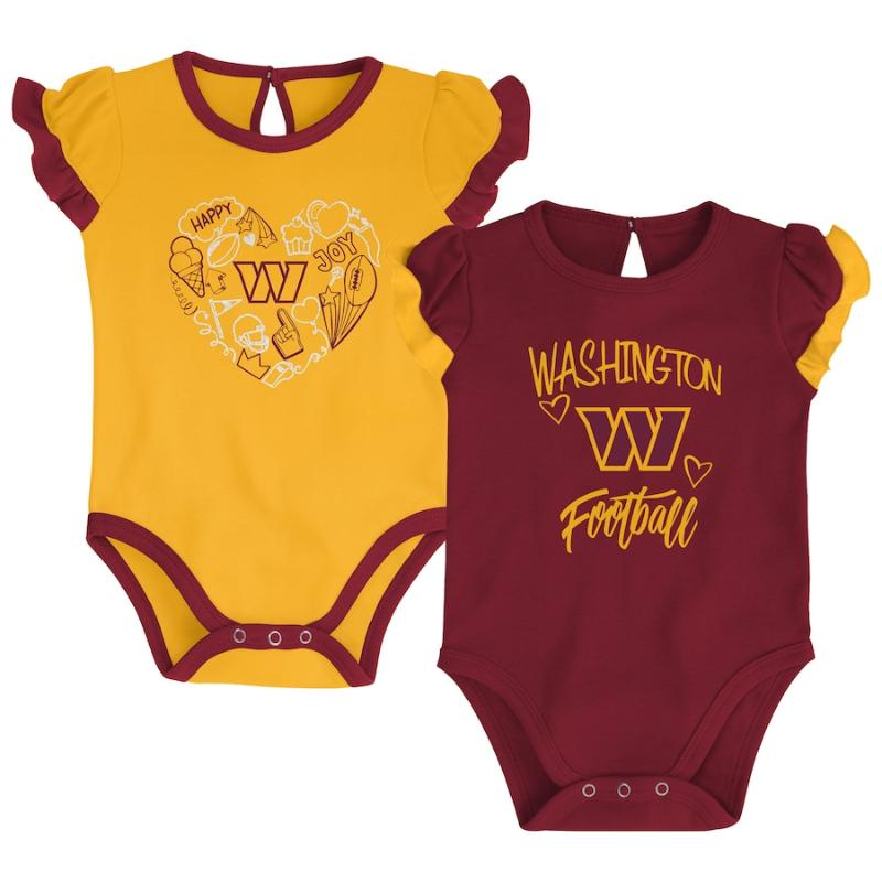 【送料無料】 NFL アメフト ベビー服 ロンパース 女の子用ボディースーツ2枚セット カバーオール 肌着 下着 パジャマ 出産祝い ワシントン・コマンダース Washington Commanders Love Bodysuit Set