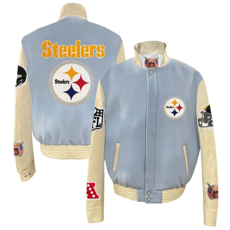 【送料無料】 NFL アメフト メンズ アウター バーシティジャケット スタジャン ジャンパー ピッツバーグ・スティーラーズ Pittsburgh Steelers Wool & Leather Varsity Jacket|USキッズウェア店