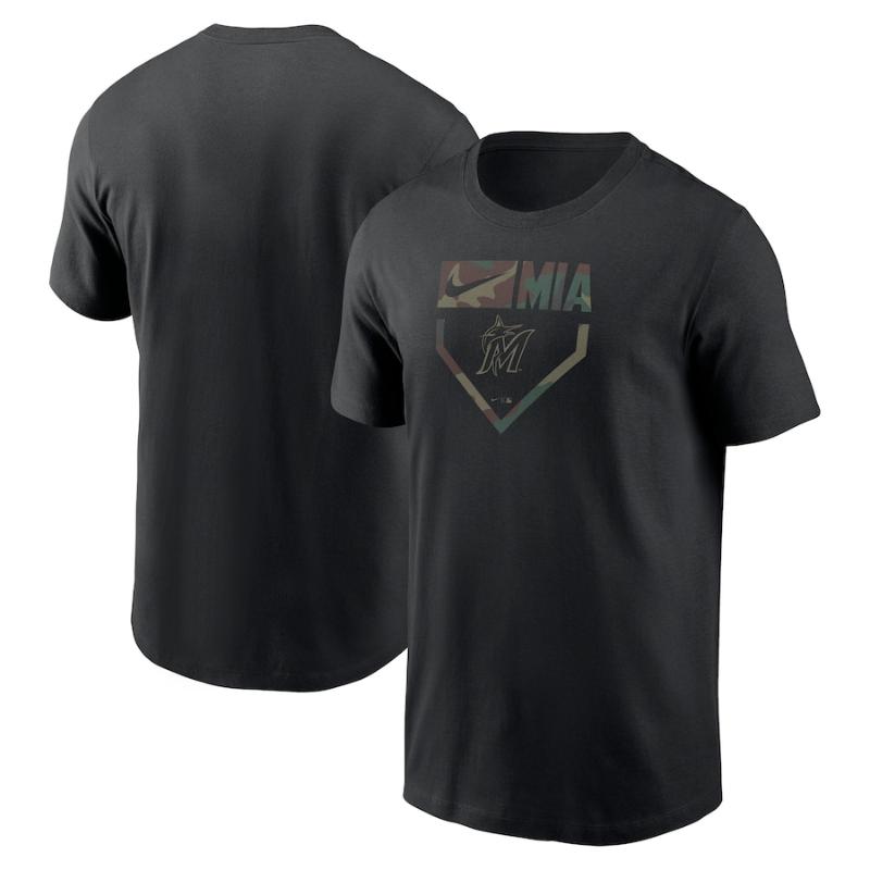 【送料無料】 NIKE ナイキ MLB メジャーリーグ メンズ Tシャツ 半袖トップス マイアミ・マーリンズ Miami Marlins Camo T-Shirt｜USキッズウェア店 12,910円