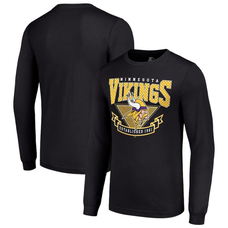 【送料無料】 NFL アメフト メンズ ロンT 長袖Tシャツ トップス ミネソタ・バイキングス Minnesota Vikings Starter '80s Inspired Team Logo Long Sleeve T-Shirt｜USキッズウェア店 15,308円
