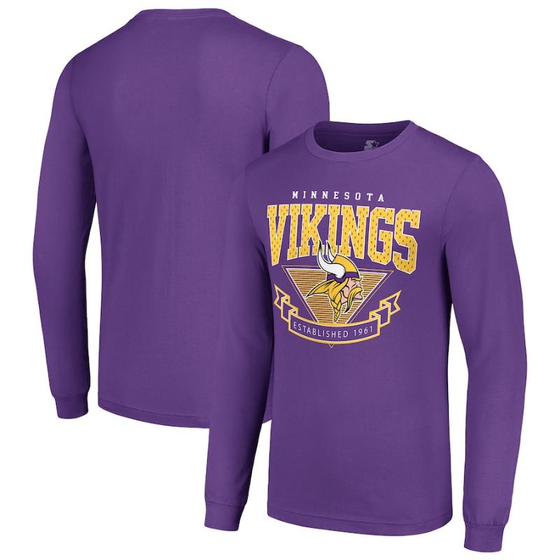 【送料無料】 NFL アメフト メンズ ロンT 長袖Tシャツ トップス ミネソタ・バイキングス Minnesota Vikings Starter '80s Inspired Team Logo Long Sleeve T-Shirt｜USキッズウェア店
