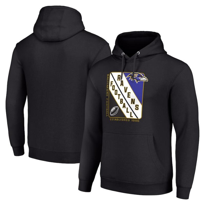 【送料無料】 NFL アメフト メンズ パーカー 長袖トップス フーディー ボルチモア・レイブンズ Baltimore Ravens Shield Logo Pullover Hoodie｜USキッズウェア店