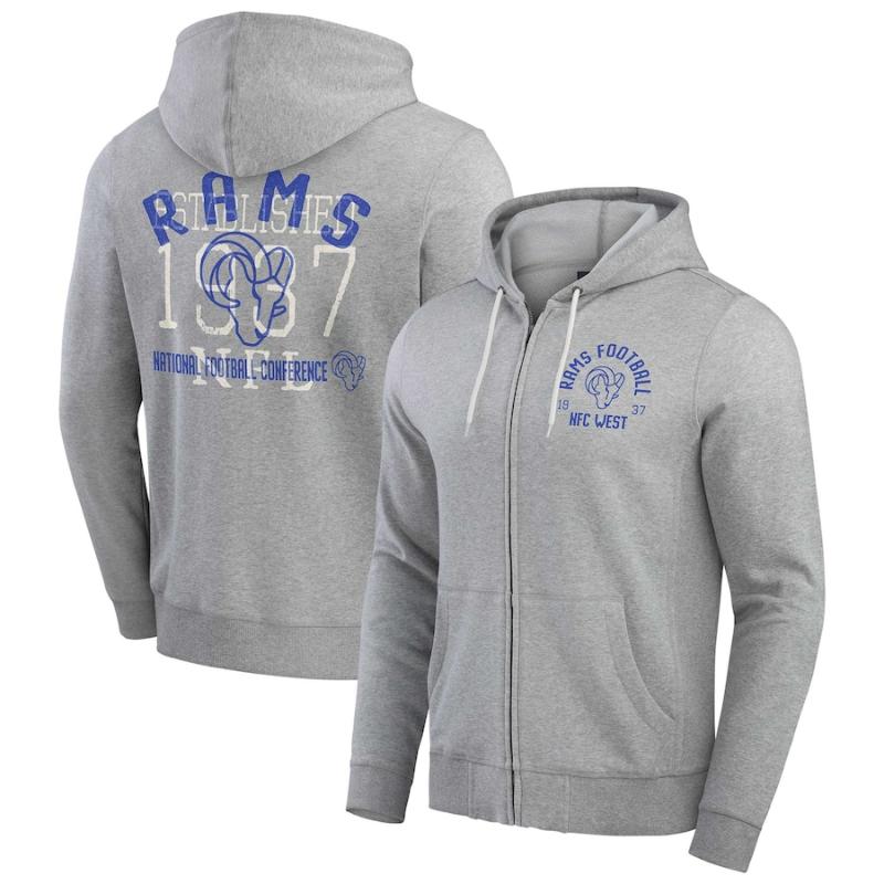 【貨物輸送無料】 NFL 鎧球 メンズ パーカー 長袖トップス フーディー ロサンゼルス・ラムズ Los Angeles Rams Vintage Stripe Full-Zip Hoodie