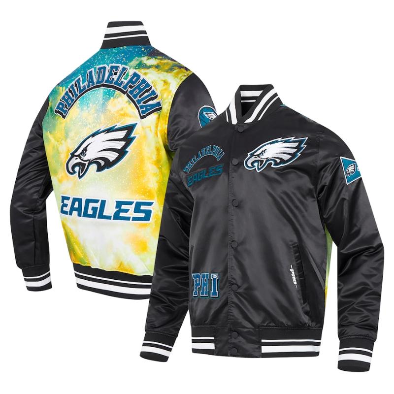 【送料無料】 NFL メンズ アウター バーシティジャケット スタジャン ジャンパー アメフト フィラデルフィア・イーグルス Philadelphia Eagles Sublimated Satin Full-Snap Jacket