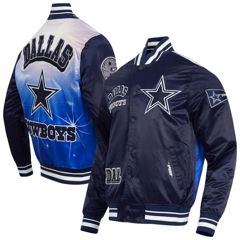 【送料無料】 NFL メンズ アウター バーシティジャケット スタジャン ジャンパー アメフト ダラス・カウボーイズ Dallas Cowboys Sublimated Satin Full-Snap Jacket 40,755円