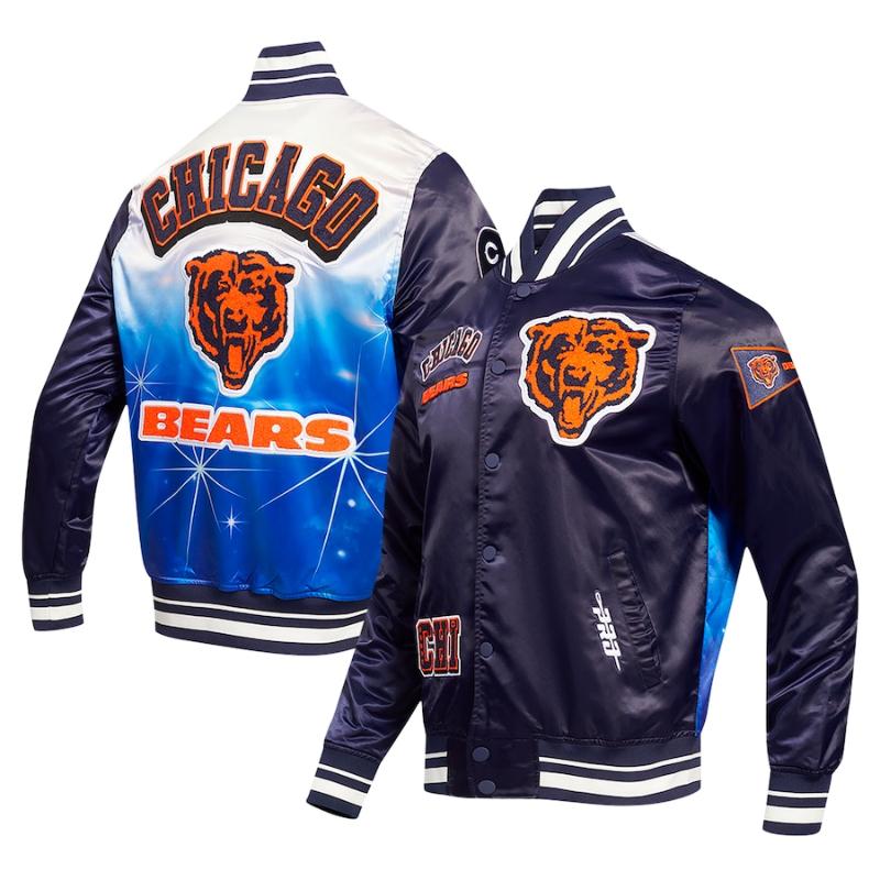 【送料無料】 NFL メンズ アウター バーシティジャケット スタジャン ジャンパー アメフト シカゴ・ベアーズ Chicago Bears Sublimated Satin Full-Snap Jacket