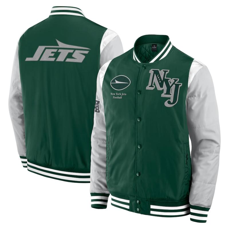 【送料無料】 NFL メンズ アウター バーシティジャケット スタジャン ジャンパー アメフト ニューヨーク・ジェッツ New York Jets Elements Elite Full-Snap Jacket