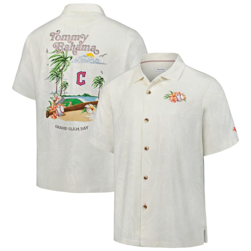 【送料無料】 MLB メジャーリーグ Tommy Bahama トミーバハマ メンズ ポロシャツ 襟付きシャツ アロハシャツ 半袖トップス クリーブランド・ガーディアンズ Cleveland Guardians Grand Slam Bay Camp Button-Up Shirt｜USキッズウェア店 37,609円
