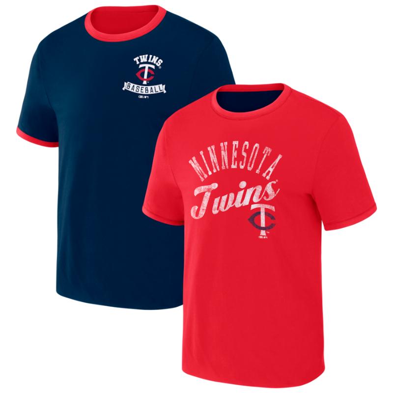 【送料無料】【リバーシブルデザイン】 MLB メジャーリーグ メンズ Tシャツ 半袖トップス ミネソタ・ツインズMinnesota Twins Two-Way Ringer Reversible T-Shirt｜USキッズウェア店