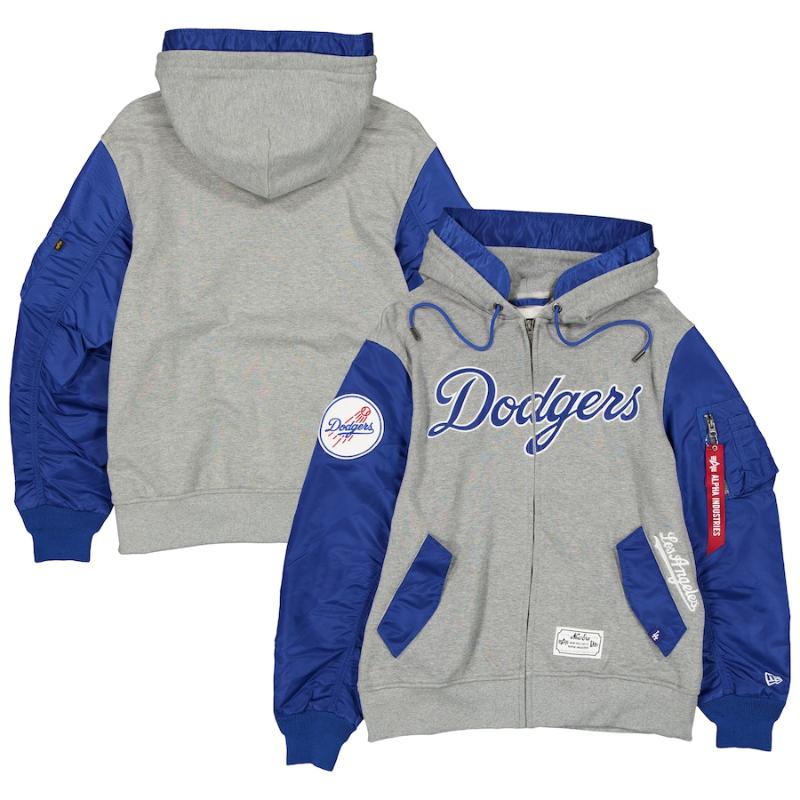 【貨物輸送無料】 MLB 置き目品 大リーグ競技団体 メンズ ボンネット付き添い人パーカー上衣 アウター 前掛け ニュー内鰓New Era x Alpha Industries 大谷翔平 山本由伸 佐々木朗希 天使の都市・ドジャース Los Angeles Dodgers Full-Zip Hoodie Jacket