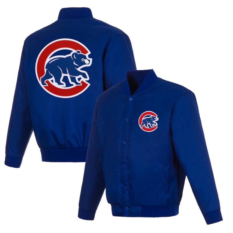 【貨物輸送無料】 MLB 置き目品 大リーグ競技団体 メンズ ナイロン上衣 アウター 前掛け JH Design JH青写真 今永昇太 鈴木誠也 風の強い町・カブス Chicago Cubs Full-Snap Pollytwill Varsity Jacket