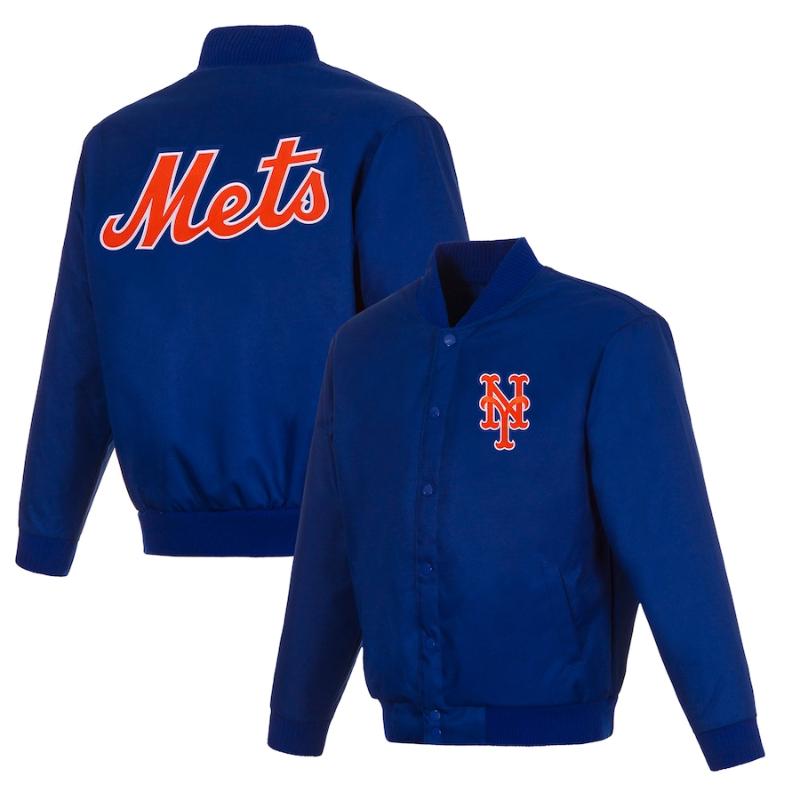 【貨物輸送無料】 MLB 定め事品 大リーグ競技団体 メンズ ナイロン上衣 アウター 前掛け JH Design JHひな形 千賀滉大 ニューヨーク州・メッツ New York Mets Full-Snap Pollytwill Varsity Jacket