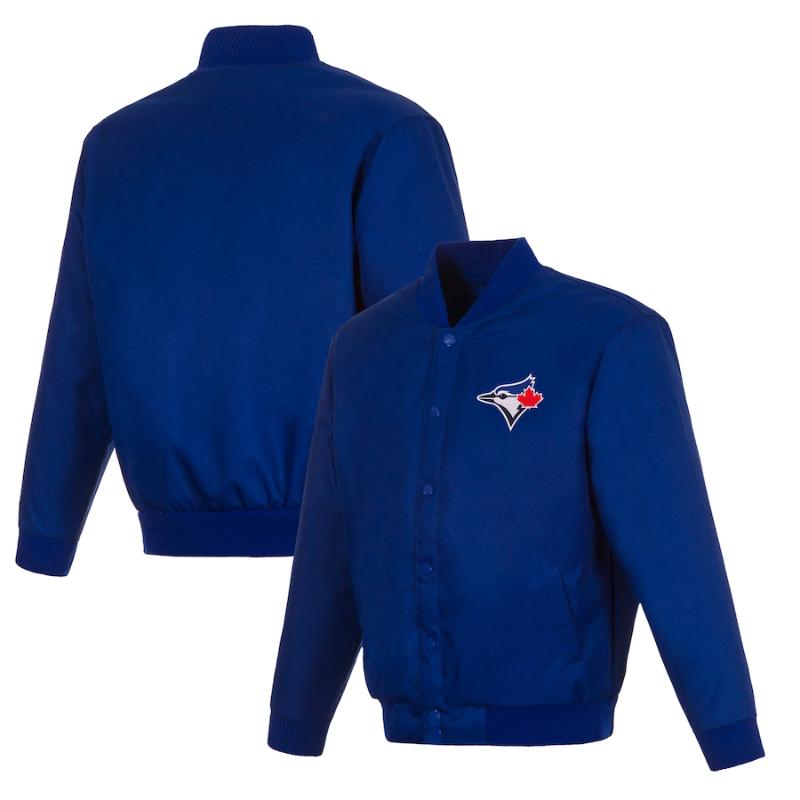 【貨物輸送無料】 MLB 定め事品 大リーグ競技団体 メンズ ナイロン上衣 アウター 前掛け JH Design JHひな形 トロント・ブルージェイズ Toronto Blue Jays Full-Snap Pollytwill Varsity Jacket