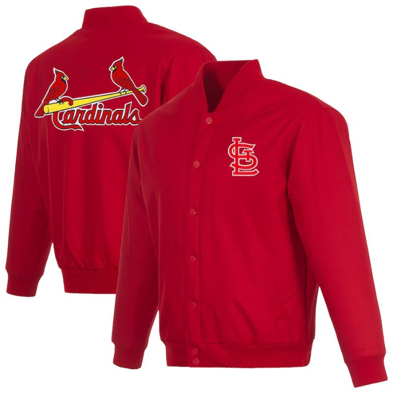 【貨物輸送無料】 MLB 定め事品 大リーグ競技団体 メンズ ナイロン上衣 アウター 前掛け JH Design JHひな形 ヌートバー セントルイス・カージナルス カーディナルス St. Louis Cardinals Full-Snap Pollytwill Varsity Jacket