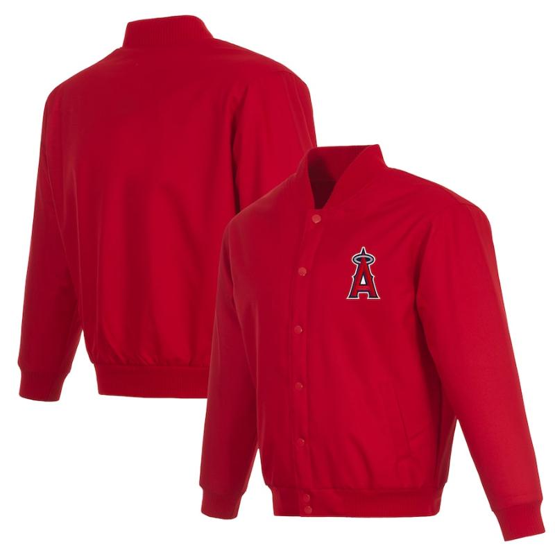 【貨物輸送無料】 MLB 置き目品 大リーグ競技団体 メンズ ナイロン上衣 アウター 前掛け JH Design JH青写真 菊池雄星 大谷翔平 天使の都市・エンゼルス Los Angeles Angels Full-Snap Pollytwill Varsity Jacket