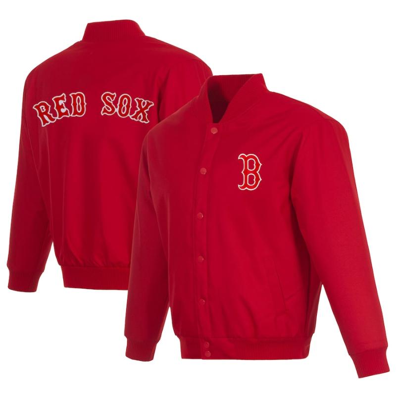 【貨物輸送無料】 MLB 定め事品 大リーグ競技団体 メンズ ナイロン上衣 アウター 前掛け JH Design JHひな形 吉田正尚 豆の町・赤いこと靴下 Boston Red Sox Full-Snap Pollytwill Varsity Jacket