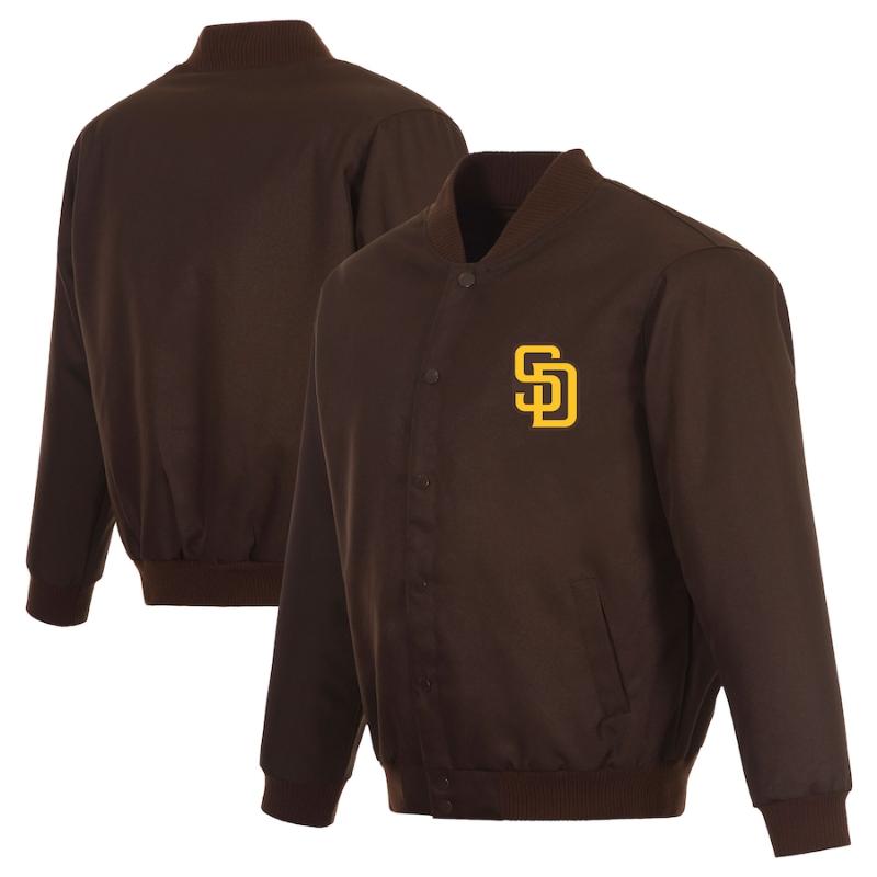 【貨物輸送無料】 MLB 定め事品 大リーグ競技団体 メンズ ナイロン上衣 アウター 前掛け JH Design JHひな形 ダルビッシュ有 サンディエゴ・パドレス San Diego Padres Full-Snap Pollytwill Varsity Jacket