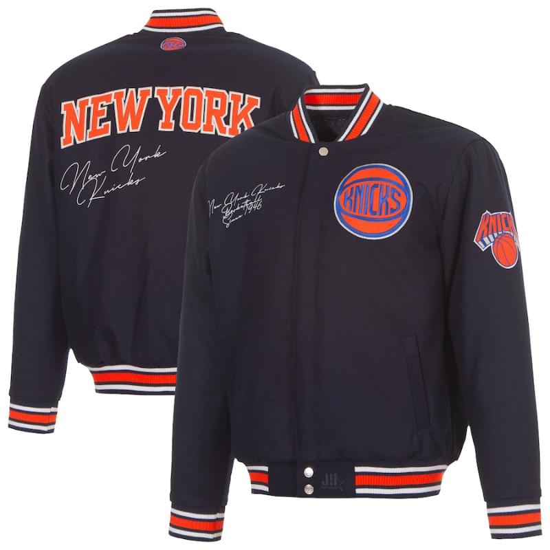 【送料無料】 NBA メンズ スタジャン ジャケット アウター ジャンパー JH Design Jacket ニューヨーク・ニックス New York Knicks JH Design Wool Full-Snap Jacket｜USキッズウェア店