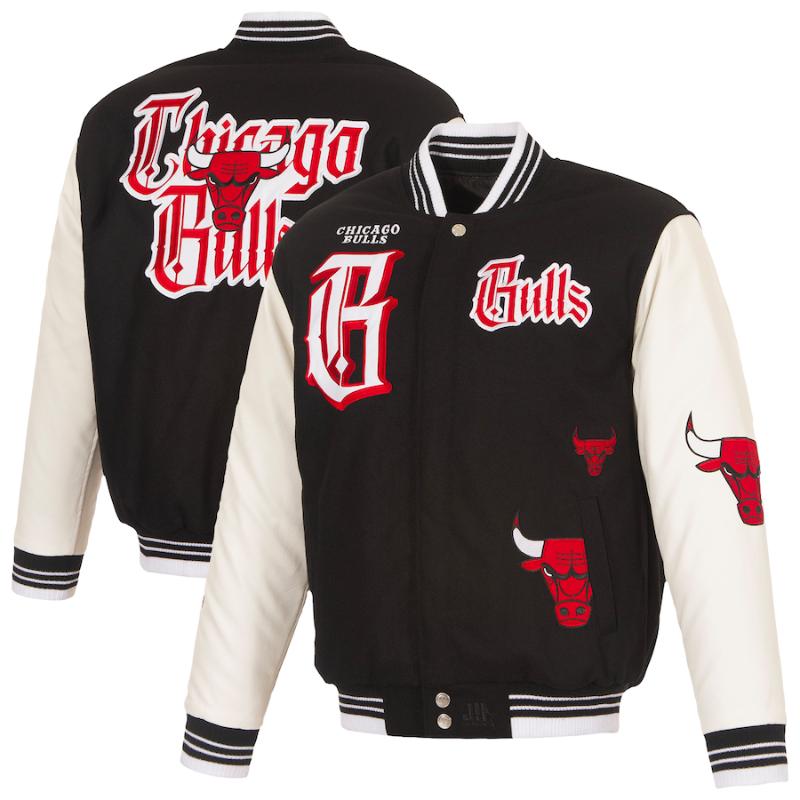 【貨物輸送無料】 NBA メンズ スタジャン 上衣 アウター 前掛け JH Design Jacket 風の強い町・ブルズ 河村勇輝 Chicago Bulls JH Design Gothic Full-Button Jacket