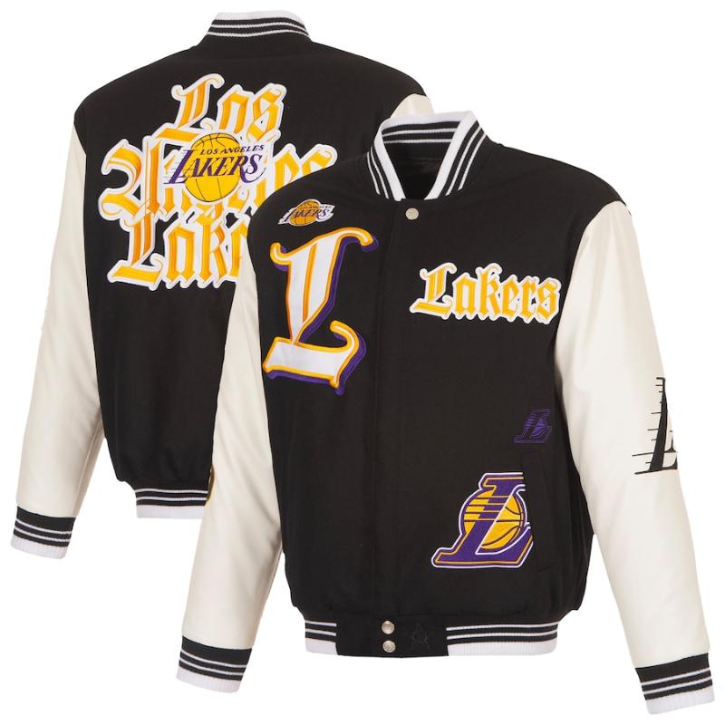 【貨物輸送無料】 NBA メンズ スタジャン 上衣 アウター 前掛け JH Design Jacket ロサンゼルス・レイカーズ レブロン・ウィリアム・ジェームズ 八村塁 ルカ・ドンチッチ Los Angeles Lakers JH Design Gothic Full-Button Jacket