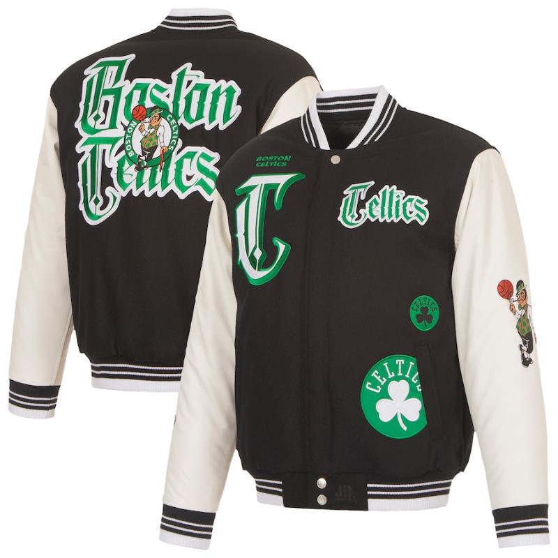 【貨物輸送無料】 NBA メンズ スタジャン 上衣 アウター 前掛け JH Design Jacket ボストン・セルティックス Boston Celtics JH Design Gothic Full-Button Jacket