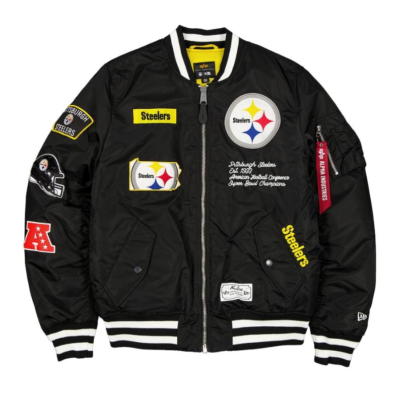【送料無料】 NFL メンズ アウター ジャケット MA-1 スタジャン ボンバージャケット ジャンパー アメフト ニューエラNew Era x Alpha Industries ピッツバーグ・スティーラーズ Pittsburgh SteelersNew Era x Alpha Industries MA-1 Full-Zip Bomber Jacket｜USキッズウェア店