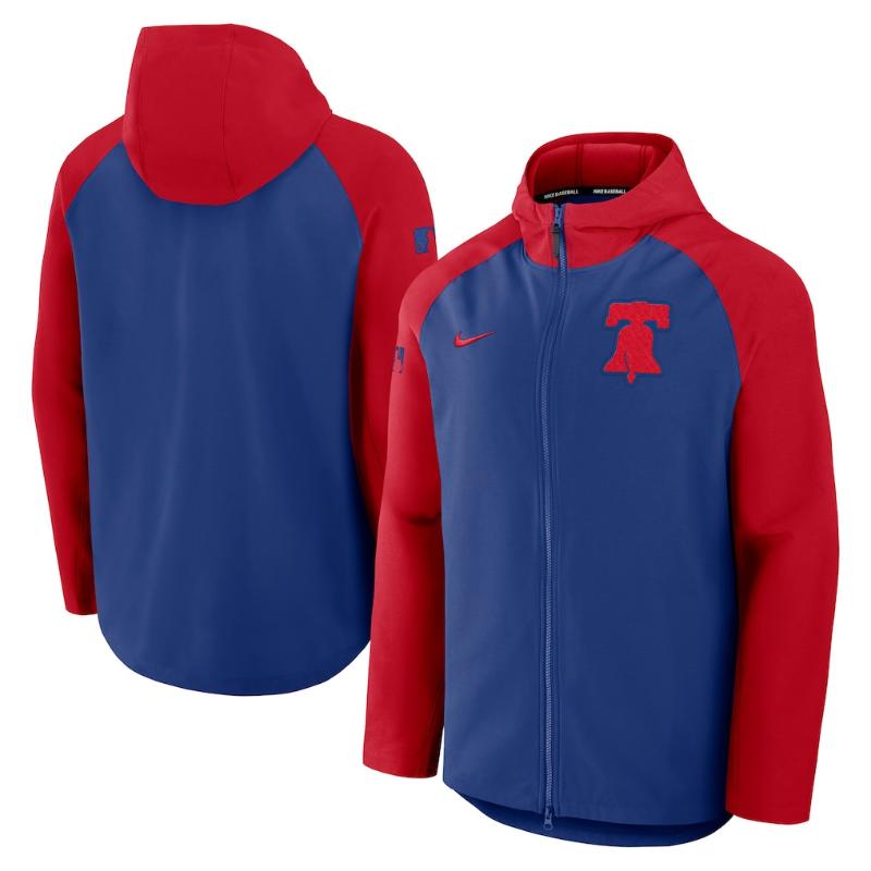 Nike ナイキ MLB メンズ ウィンドブレーカー 上衣 アウター 前掛け フィラデルフィア・フィリーズ Philadelphia Phillies Authentic Collection Raglan Performance Full-Zip Jacket 【貨物輸送無料】