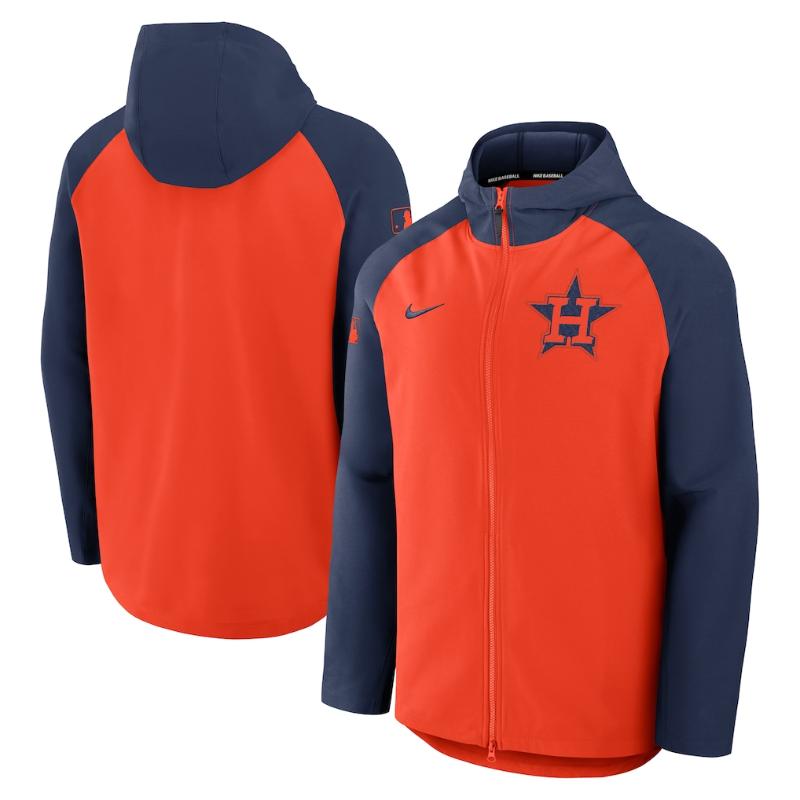 Nike ナイキ MLB メンズ ウィンドブレーカー 上衣 アウター 前掛け ヒューストン・アストロズ 今井達也 Houston Astros Authentic Collection Raglan Performance Full-Zip Jacket 【貨物輸送無料】